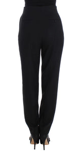 Elegantes pantalones negros de cintura alta