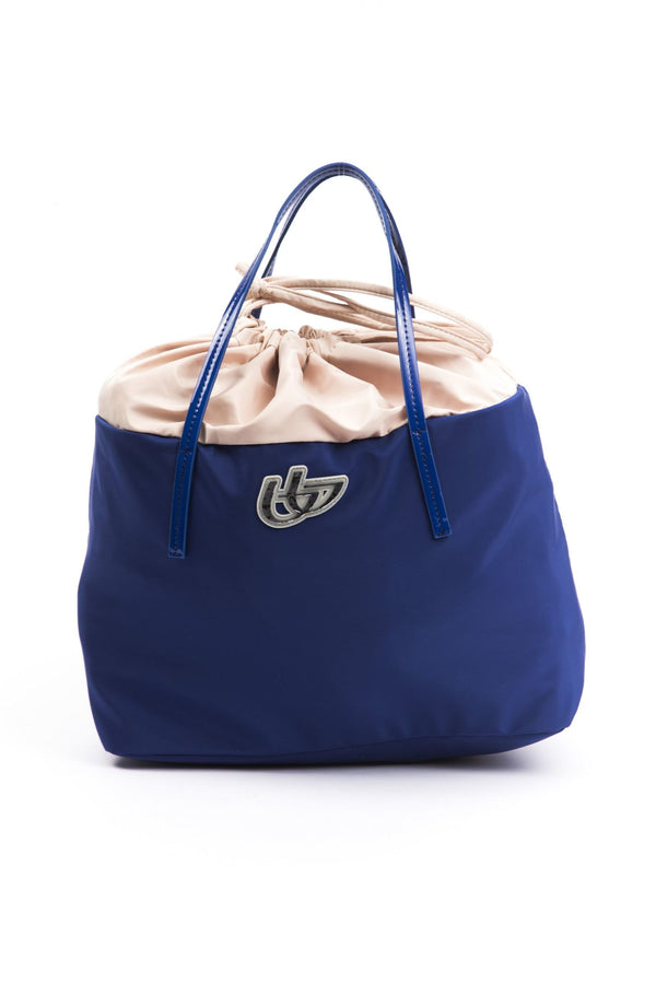 Chic Blue Fabric Shopper Tte mit Patentakzenten