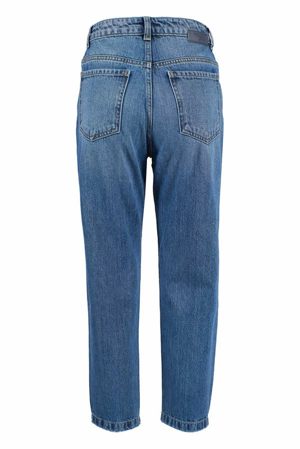 High-Waist Ripped Blue Jeans for Women