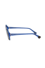 Schicke transparent blaue runde Sonnenbrille