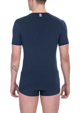 T-shirt elegante con scollo a V in blu