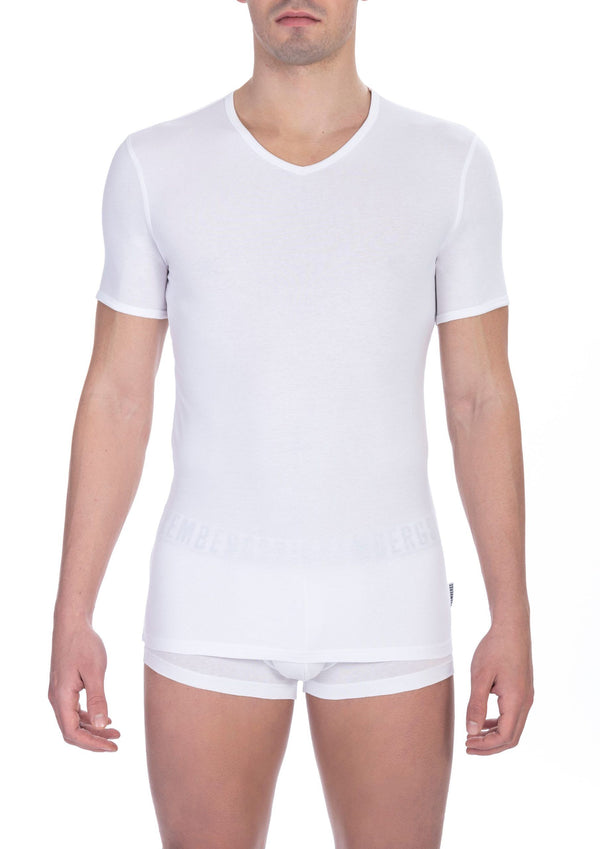 T-shirt à col en V blanc élégant pour l'homme moderne