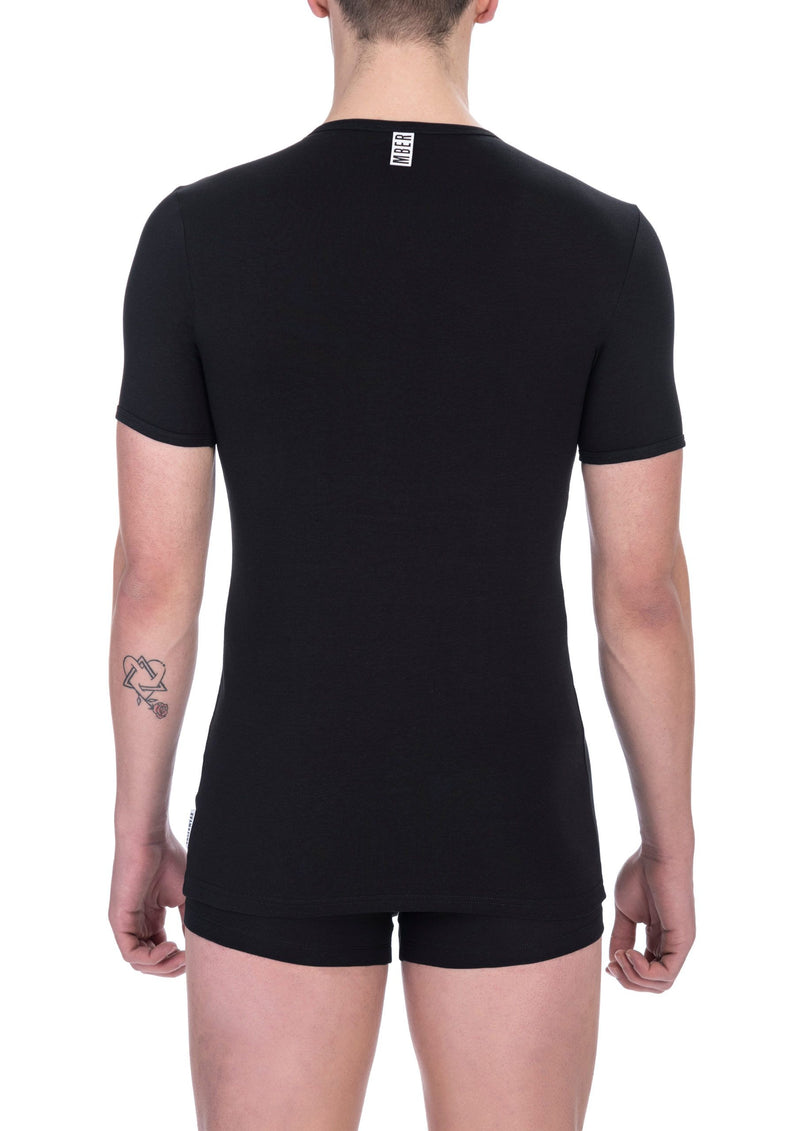 Black Cotton Men's V-Neck T-Shirt