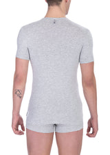 Elegante tee di miscela di cotone a V-Neck