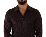 Elegante camisa de vestir de seda de Burdeos