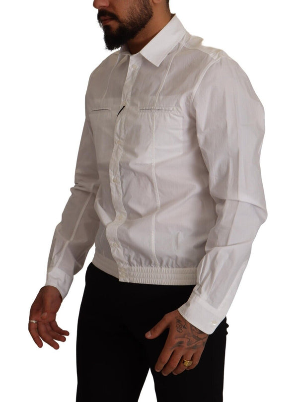 Elegante camisa de algodón blanco italiano