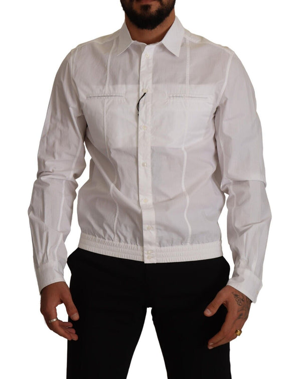 Elegante camisa de algodón blanco italiano