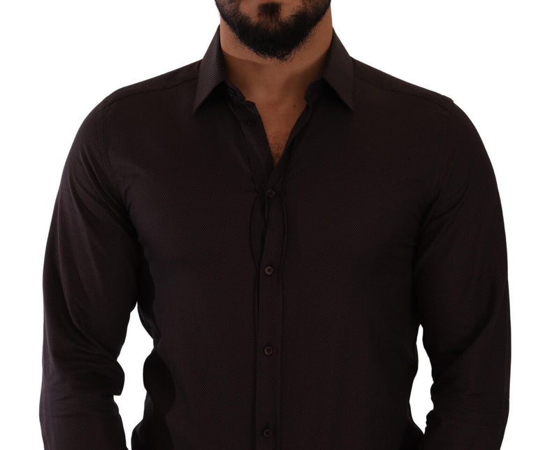 Elegante camicia borgogna sottile in forma