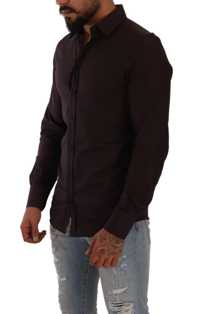 Elegante camisa de vestir de Fit Borgoña Slim