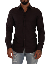 Elegante camicia borgogna sottile in forma