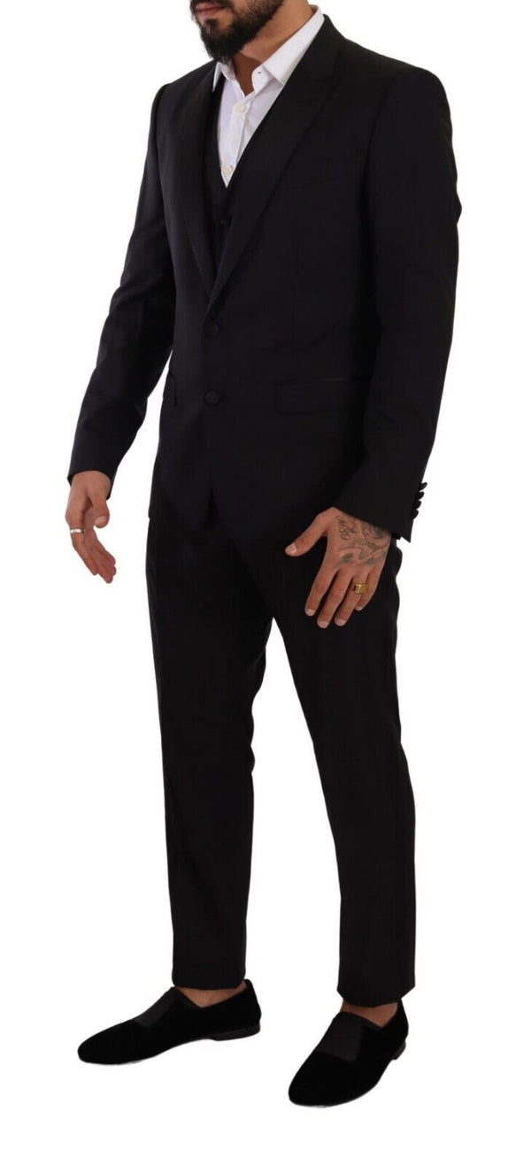 Elegante traje negro de martini de tres piezas de tres piezas