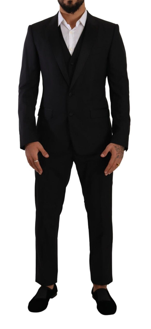 Elegante traje negro de martini de tres piezas de tres piezas