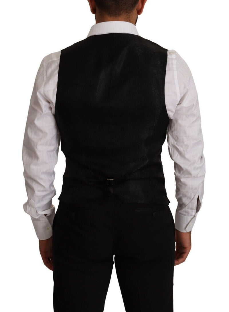 Elegant Black Virgin Wool Dress Vest