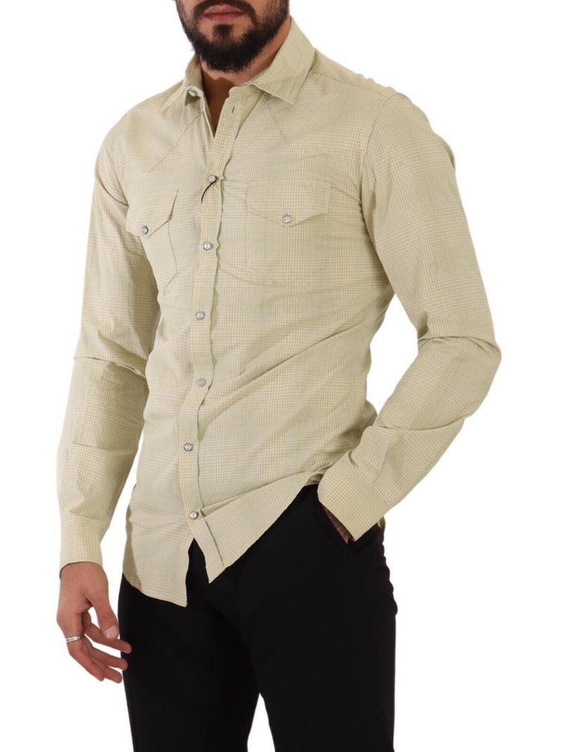 Elegante camisa de algodón a cuadros de sicilia