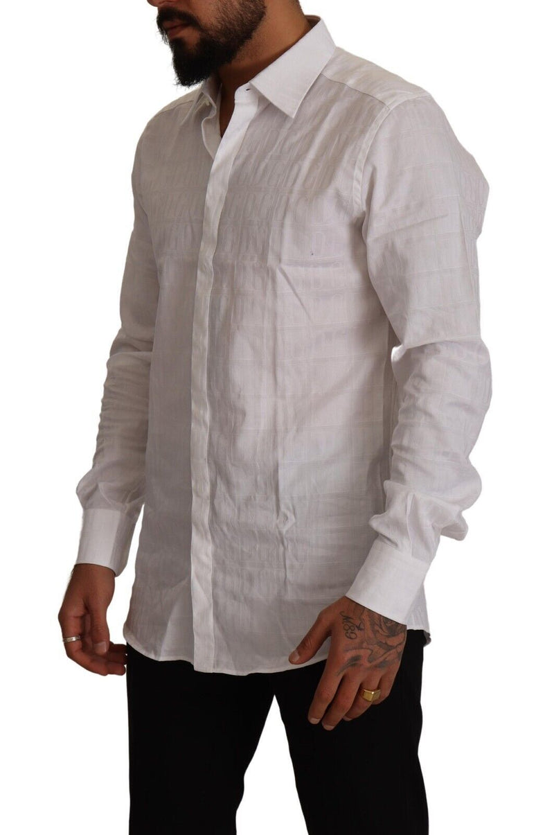 Elegante camicia da abito in cotone bianco - Slimt fit