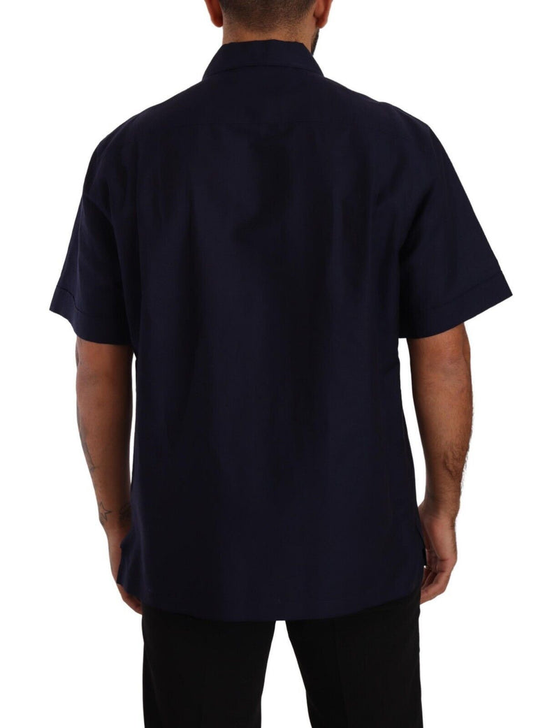 Elegant Navy Blue Buth-Down Casual Shirt