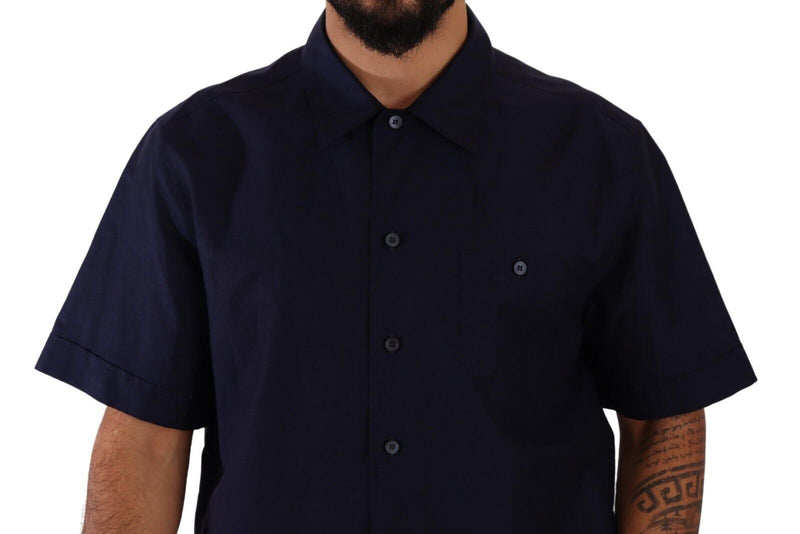 Elegante camicia casual blu navy