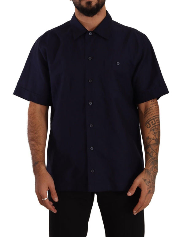 Elegant Navy Blue Buth-Down Casual Shirt