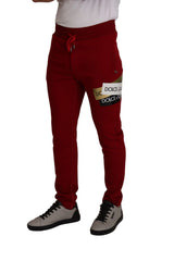 Elegant Red Jogging Pants with Drawstring Closure