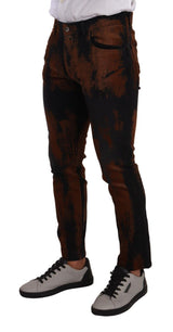 Jeans chic black marrone tie-dye slim fit