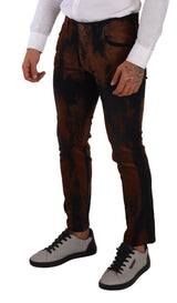 Jeans chic black marrone tie-dye slim fit