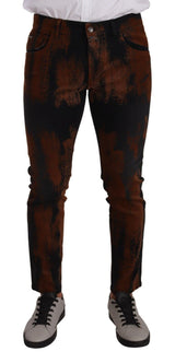 Jeans chic black marrone tie-dye slim fit