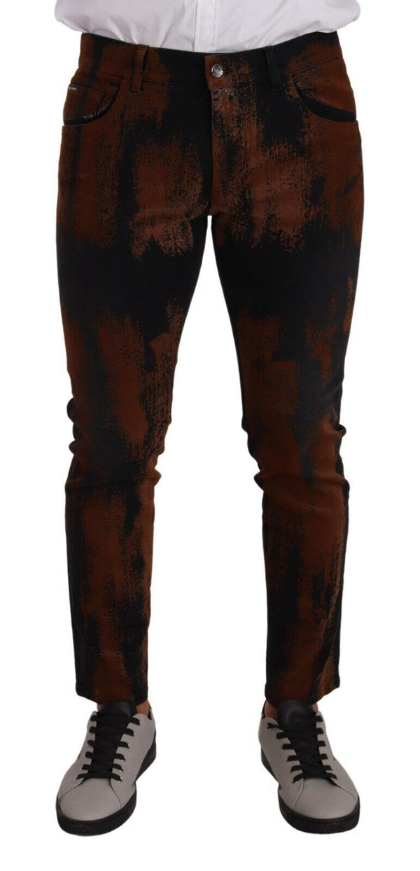 Chic Black Braun Tie-Dye Slim Fit Jeans