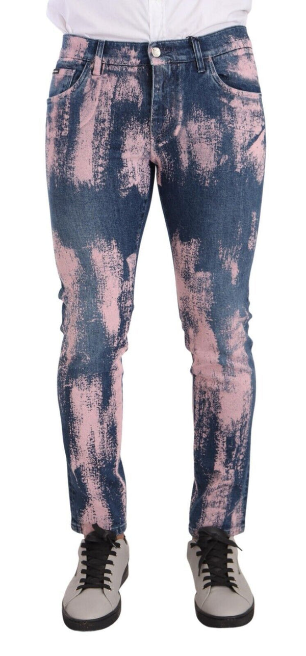 Elegant Skinny Slim Fit Denim Jeans in Tie Dye