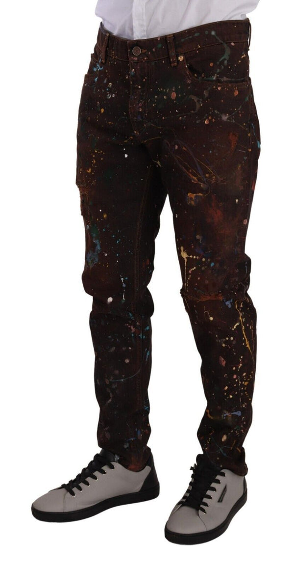 Elegantes jeans pintados multicolores