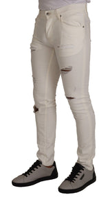 Jean en jean skinny blanc élégant