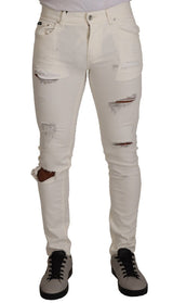 Jean en jean skinny blanc élégant