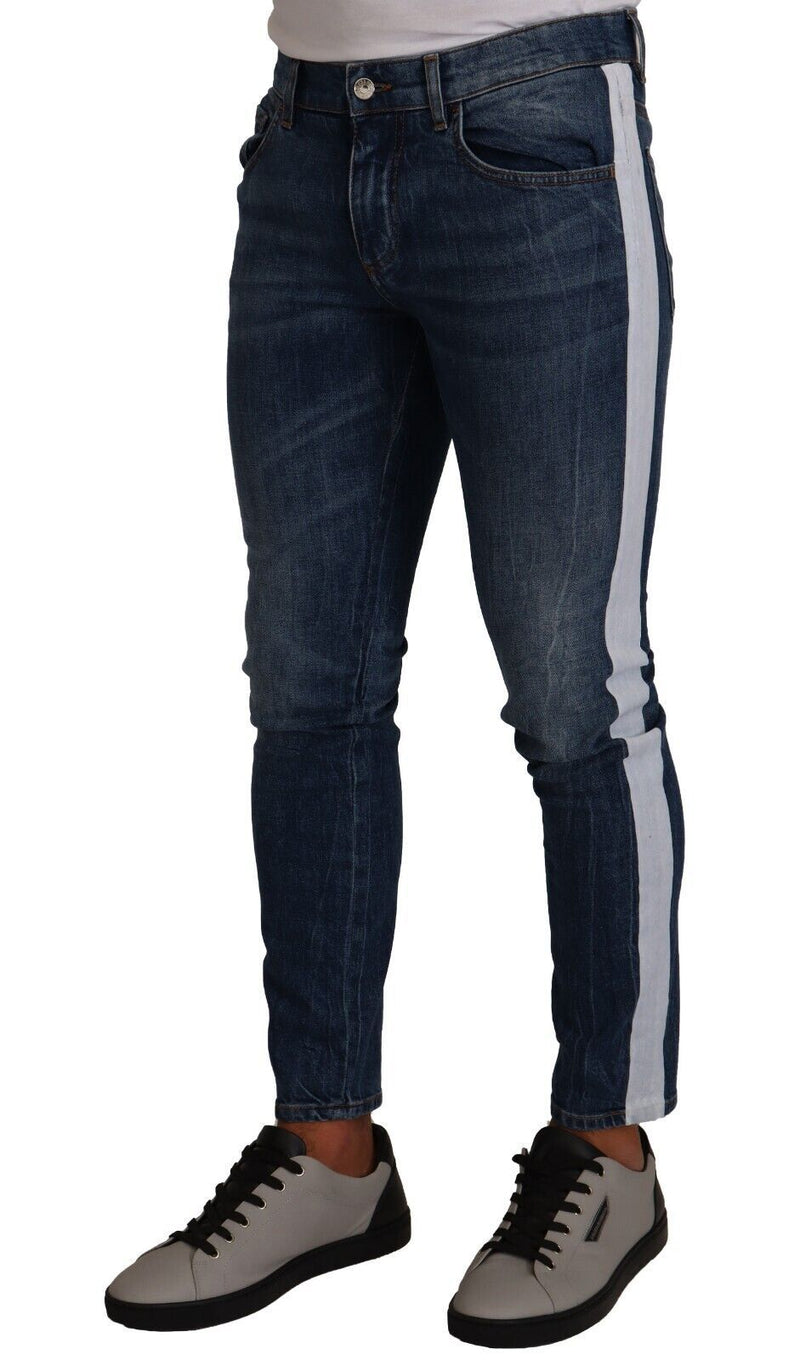 Jeans in denim lavati blu in forma slim