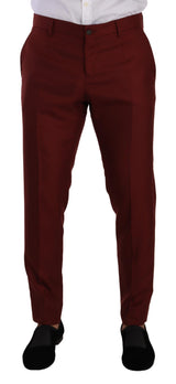 Elegant Cashmere-Silk Red Dress Pants