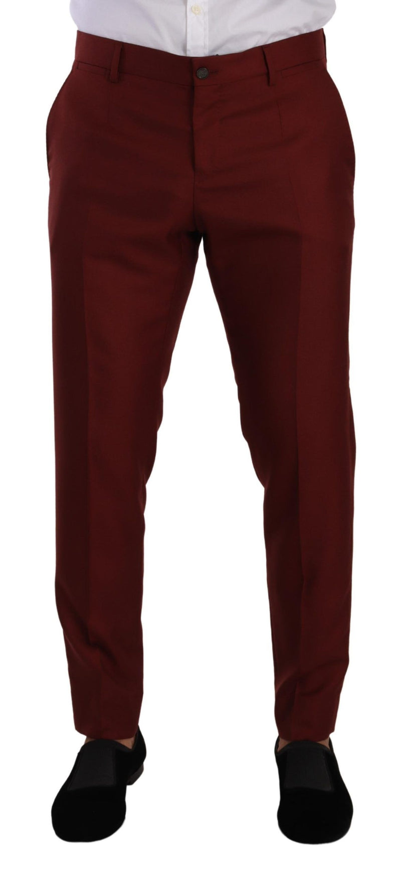 Eleganti pantaloni abiti rossi di cashmere-silk