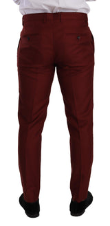 Eleganti pantaloni abiti rossi di cashmere-silk