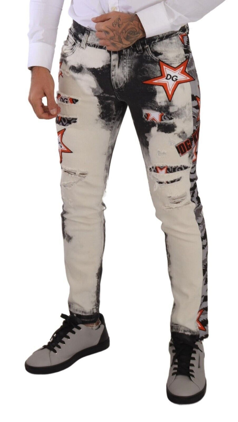 Chic Slim Fit Star Motiv Jeans Jeans