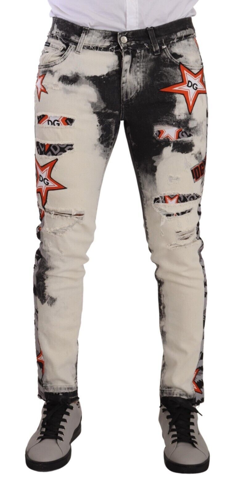 Chic Slim Fit Star Motiv Jeans Jeans