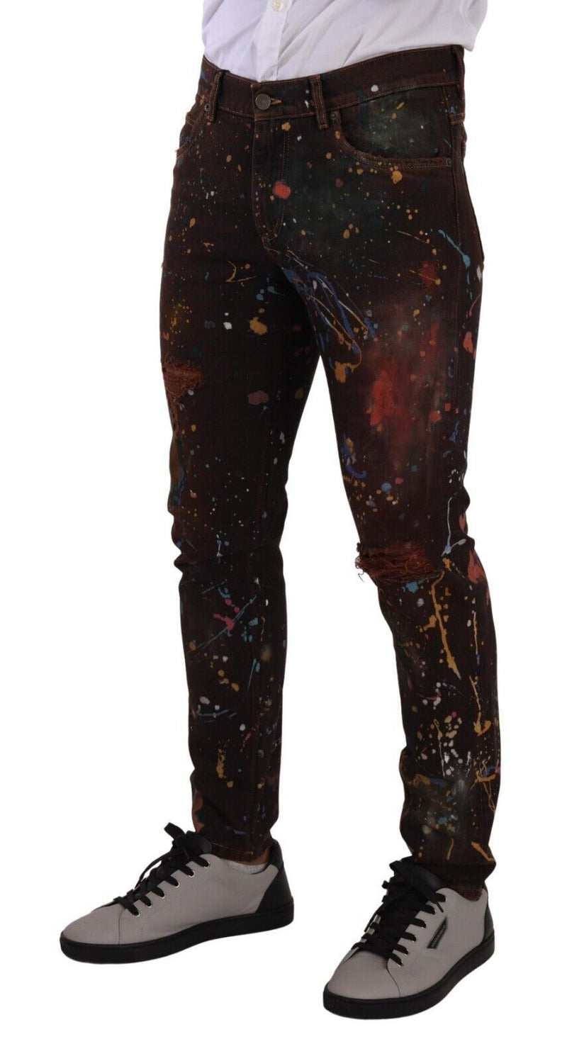 Multicolor Painted Skinny Denim Jeans