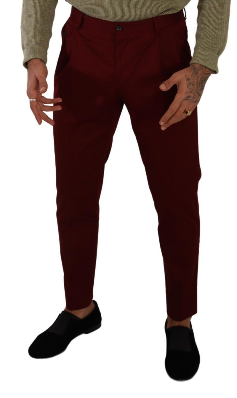 Élégant chinos de robe rouge foncé pour hommes