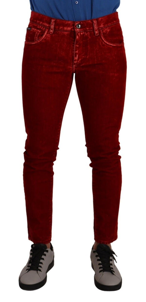 Jeans de diseñador de ajuste rojo deslumbrante