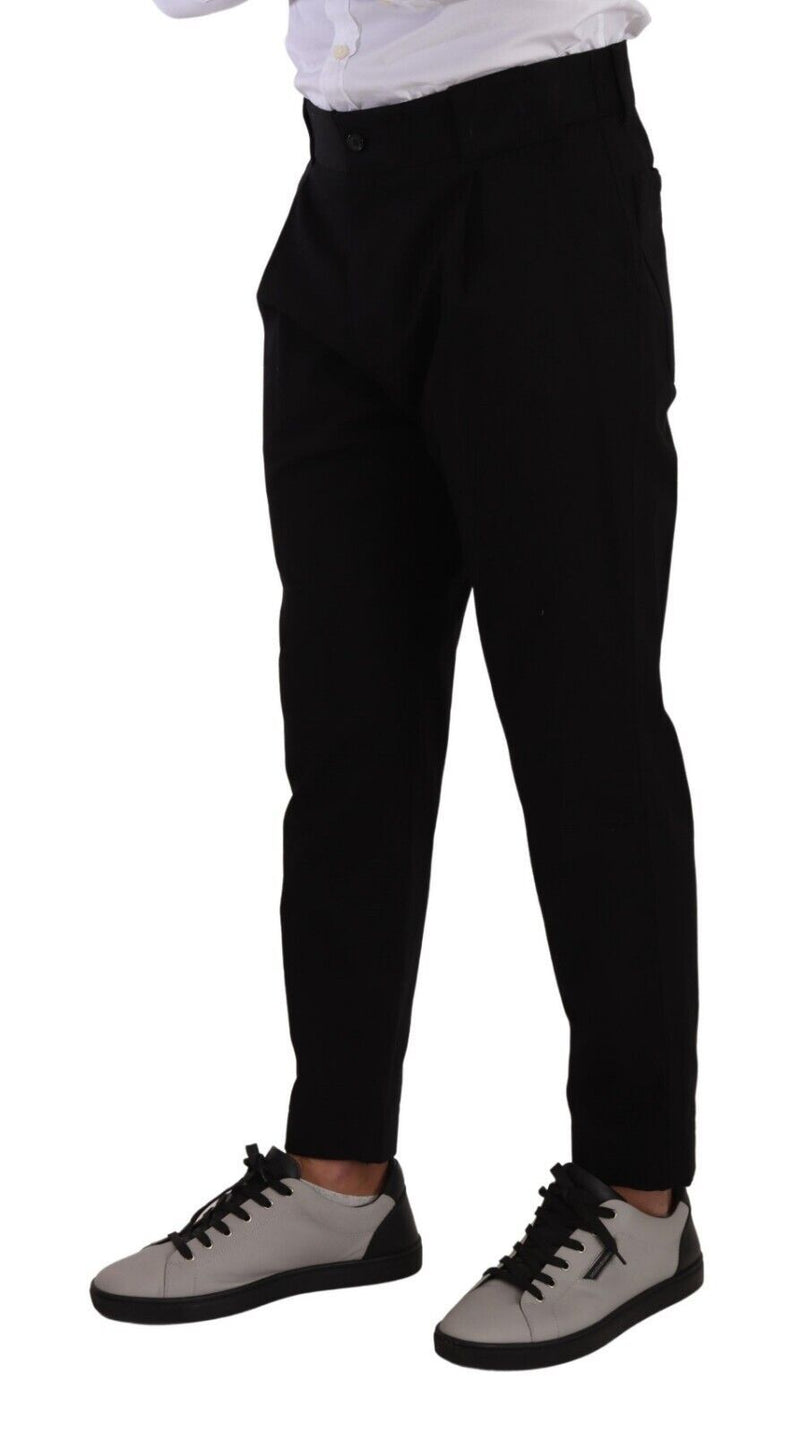 Elegantes chinos de algodón negro cónico