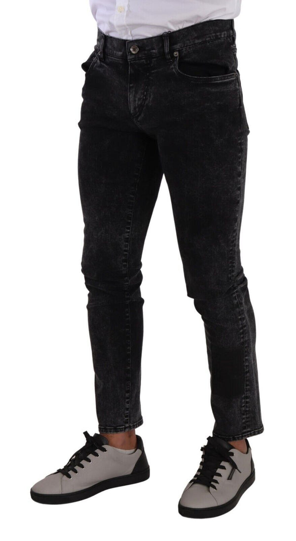 Jeans designer eleganti magri in grigio nero