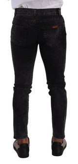 Jeans designer eleganti magri in grigio nero