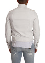 Veste de motard en cuir blanc exquis