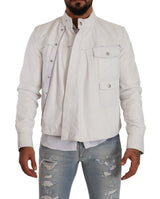 Veste de motard en cuir blanc exquis