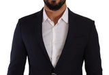 Elegante blazer azul oscuro de ajuste delgado