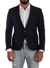 Elegante blazer azul oscuro de ajuste delgado