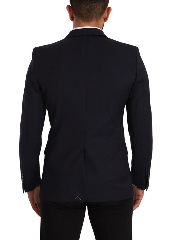 Elegante blazer di lana in fitta martini navy