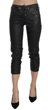 Chic Black Mid Taille Cropped Jeans