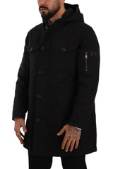 Elegante schwarze Parka -Kapuzejacke